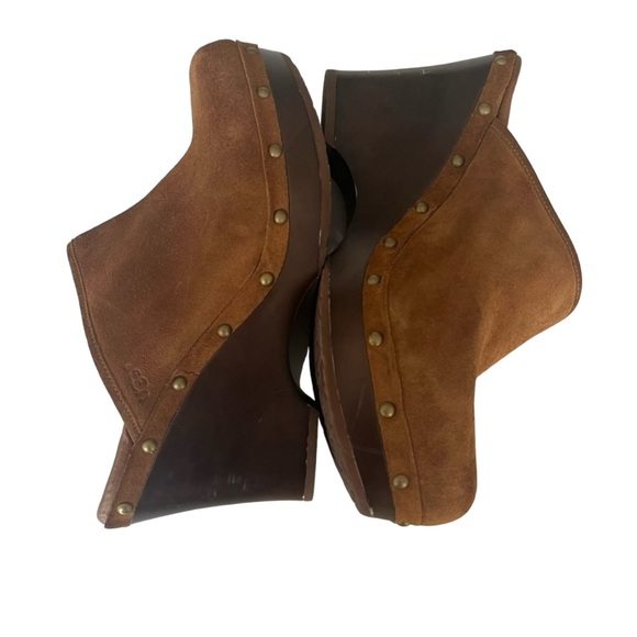 UGG  MARSALIS Chestnut Suede Clogs Size 10 - Picture 5 of 7